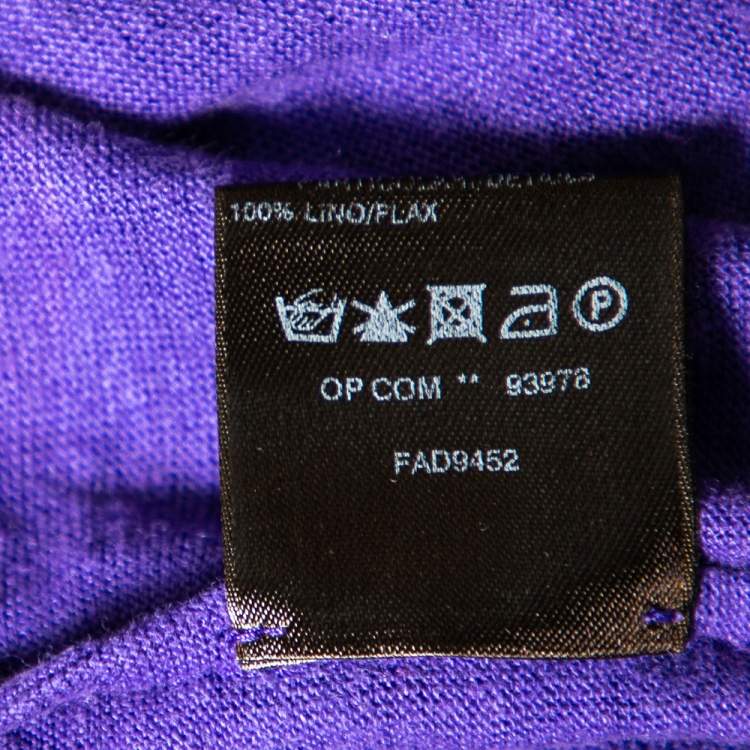 Pre Owned Loro Piana Purple Linen Long Sleeved Polo T-Shirt S