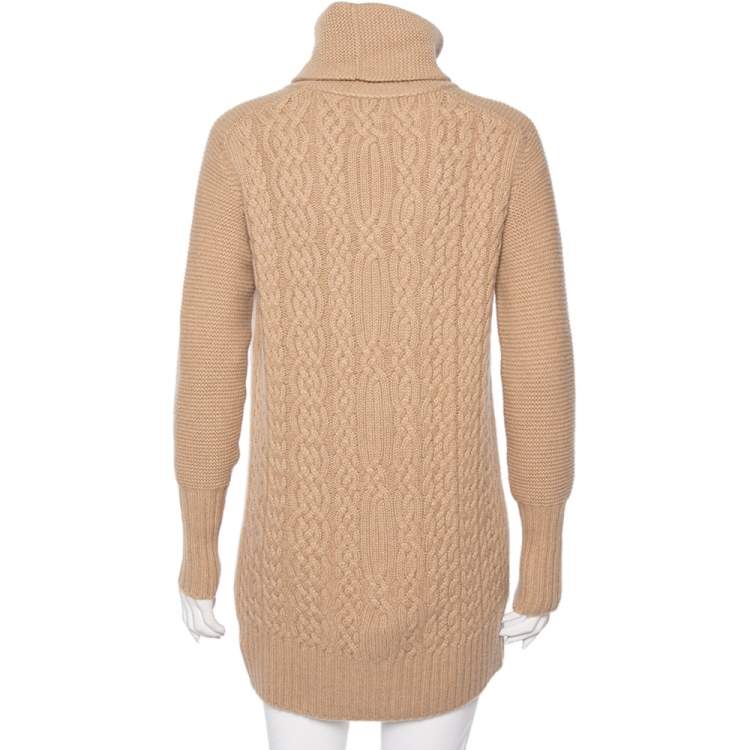Pre Owned Loro Piana Beige Cashmere Knit Turtle Neck Sweater M