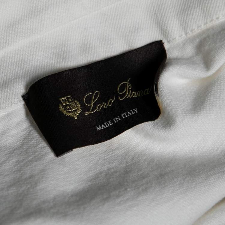 Pre Owned Loro Piana White Denim Button Front Long Jacket L