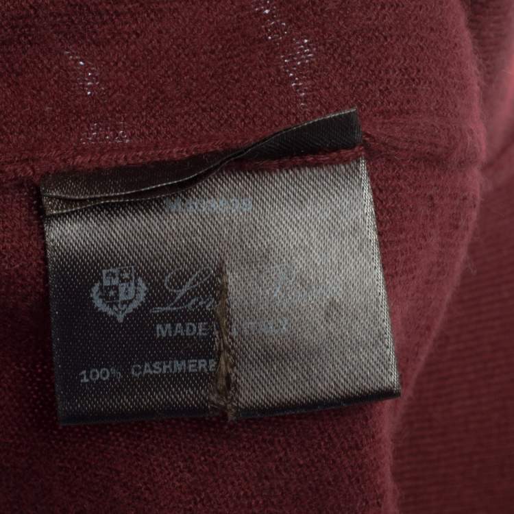 Pre Owned Loro Piana Burgundy Cashmere Turtleneck Sweater S