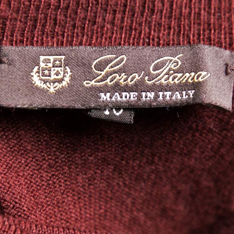 Pre Owned Loro Piana Burgundy Cashmere Turtleneck Sweater S