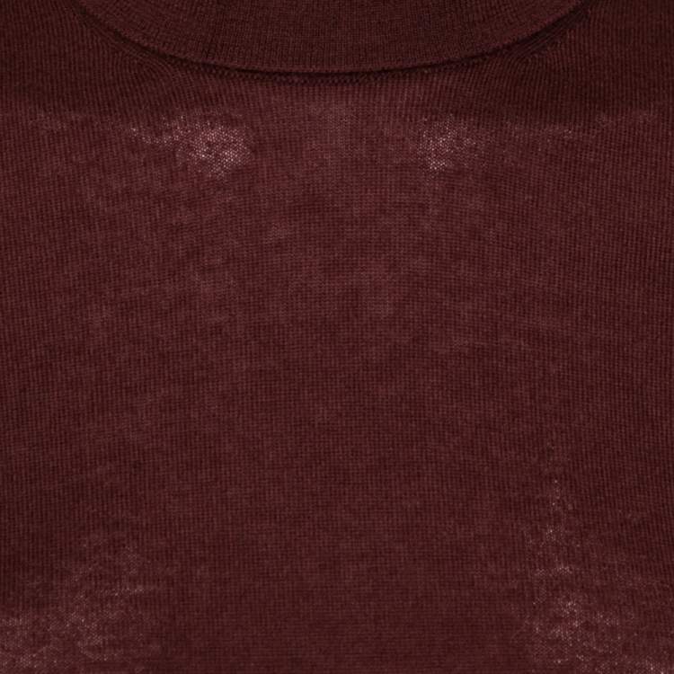 Pre Owned Loro Piana Burgundy Cashmere Turtleneck Sweater S