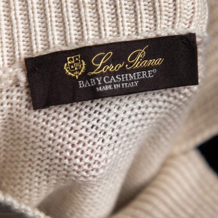Pre Owned Loro Piana Multicolor Striped Cashmere High Neck Sweater M