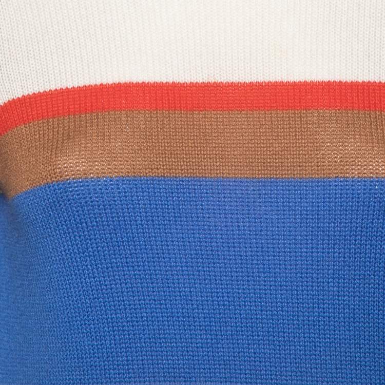 Pre Owned Loro Piana Multicolor Striped Cashmere High Neck Sweater M