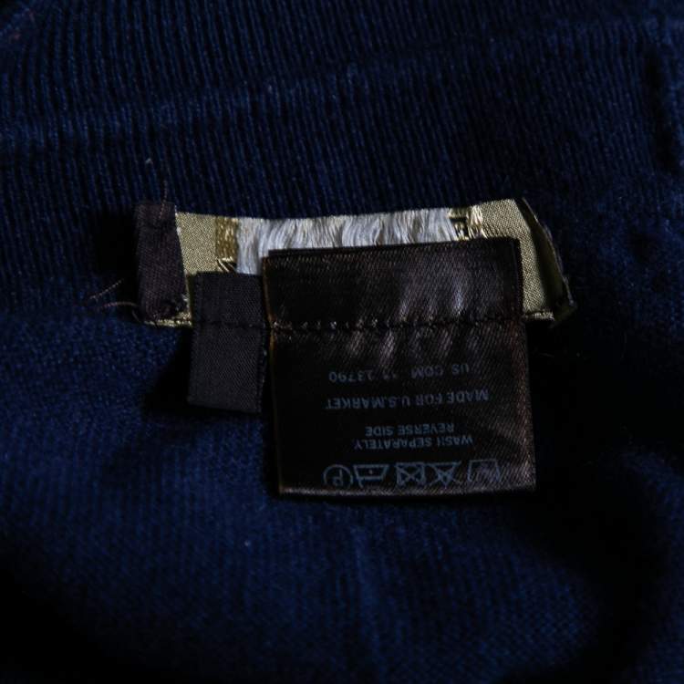 Pre Owned Loro Piana Navy Blue Cashmere Knit Drawstring Detail Joggers M