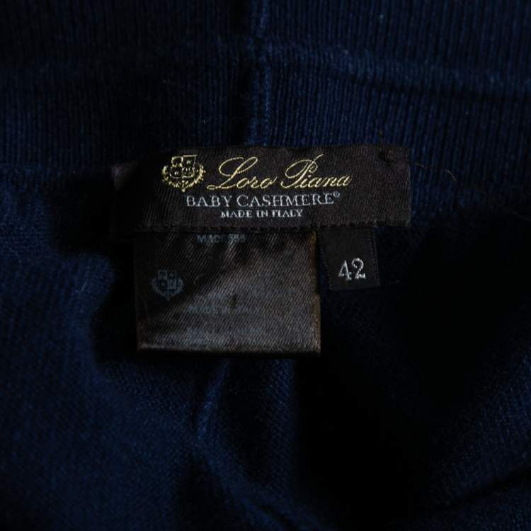 Pre Owned Loro Piana Navy Blue Cashmere Knit Drawstring Detail Joggers M