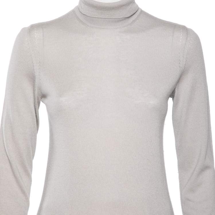 Pre Owned Loro Piana Grey Cashmere Turtleneck Sweater M
