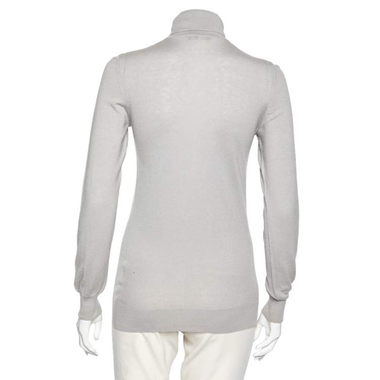 Pre Owned Loro Piana Grey Cashmere Turtleneck Sweater M