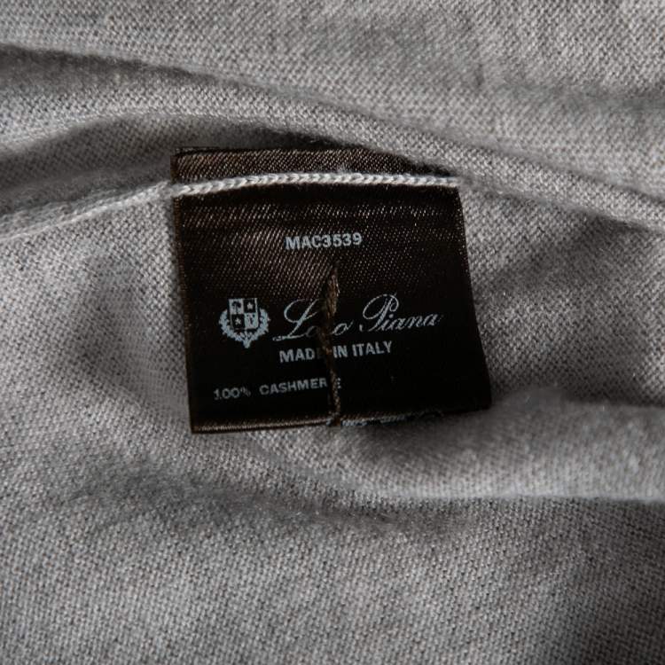 Pre Owned Loro Piana Grey Cashmere Turtleneck Sweater M