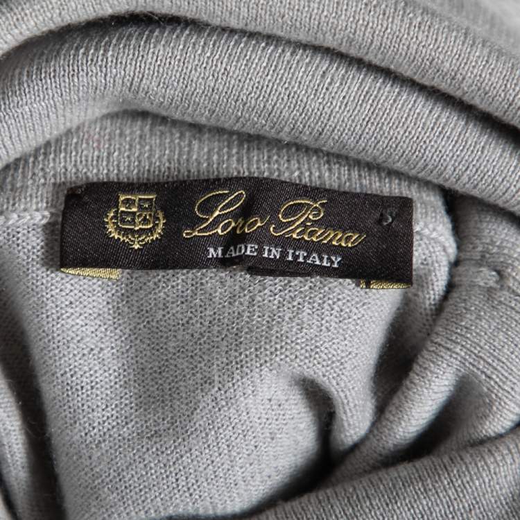 Pre Owned Loro Piana Grey Cashmere Turtleneck Sweater M