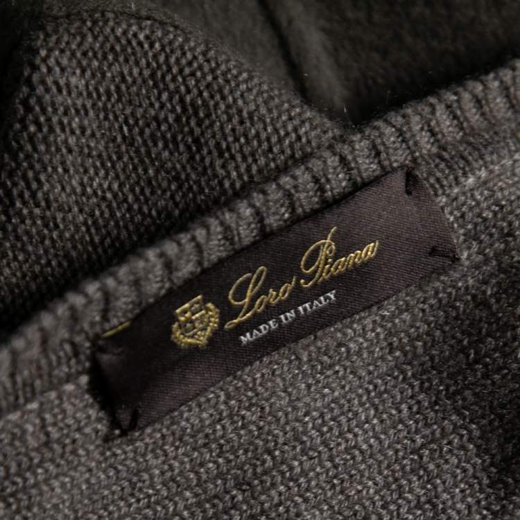 مملوكة مسبقًا Loro Piana Grey Cashmere & Knit Paneled Long Sleeve Dress M
