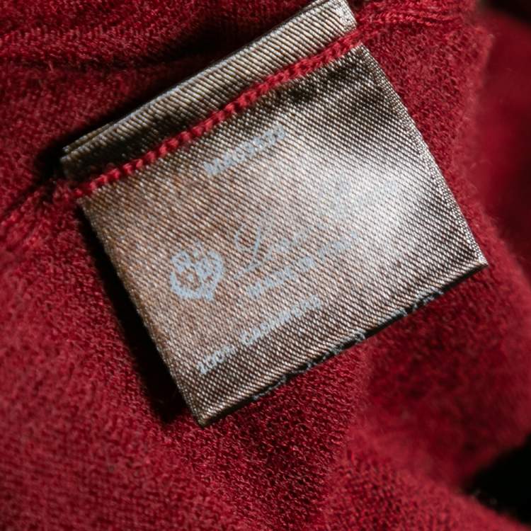 Pre Owned Loro Piana Maroon Cashmere Long Sleeve Turtle Neck Sweater M