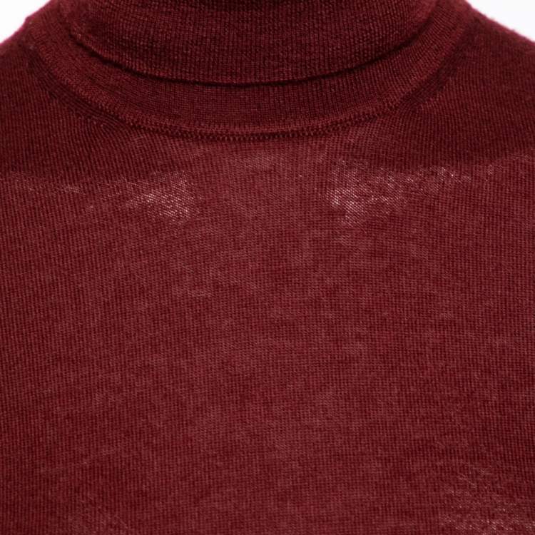 Pre Owned Loro Piana Maroon Cashmere Long Sleeve Turtle Neck Sweater M