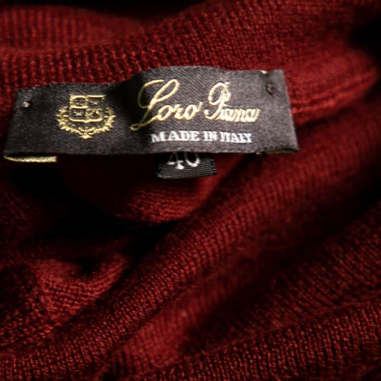 Pre Owned Loro Piana Brick Red Cashmere Long Sleeve Turtle Neck Sweater M