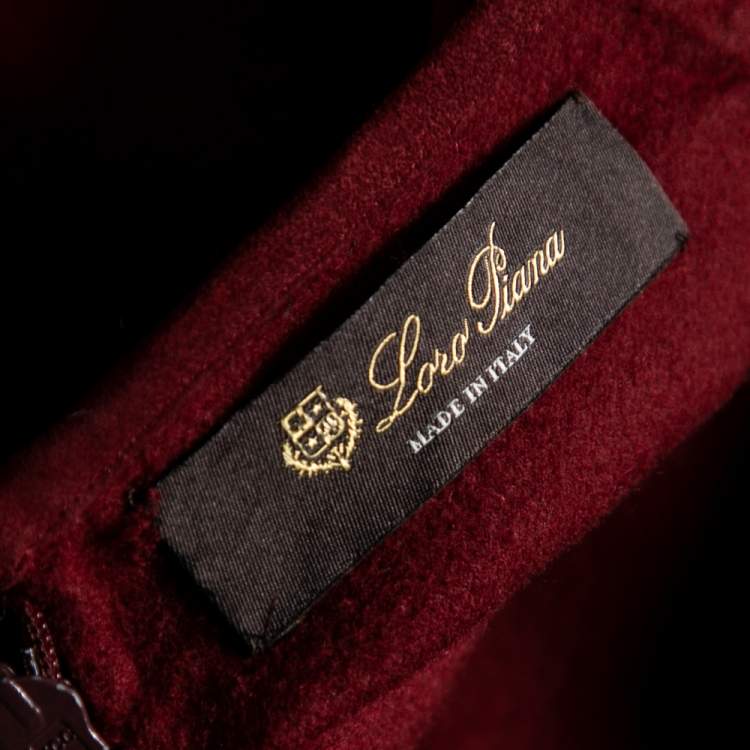 Pre Owned Loro Piana Dark Red Cashmere & Suede Trim Detailed V-Neck Dress M