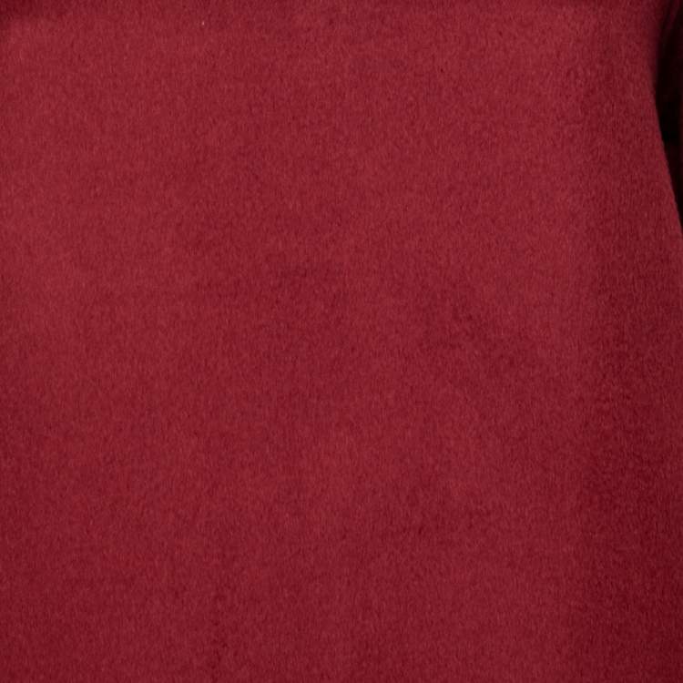 Pre Owned Loro Piana Dark Red Cashmere & Suede Trim Detailed V-Neck Dress M