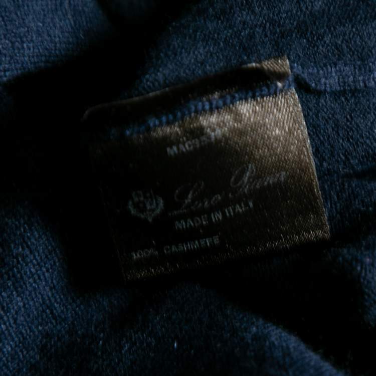 Pre Owned Loro Piana Navy Blue Cashmere Long Sleeve Turtle Neck Sweater M
