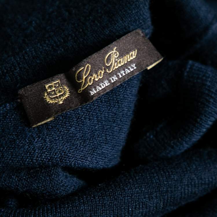 Pre Owned Loro Piana Navy Blue Cashmere Long Sleeve Turtle Neck Sweater M