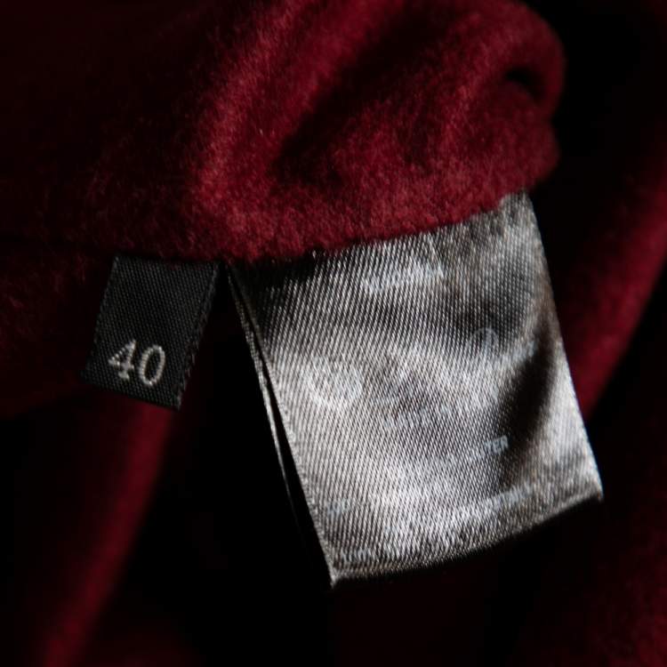 Pre Owned Loro Piana Red Cashmere & Silk Trim Detailed Dress S