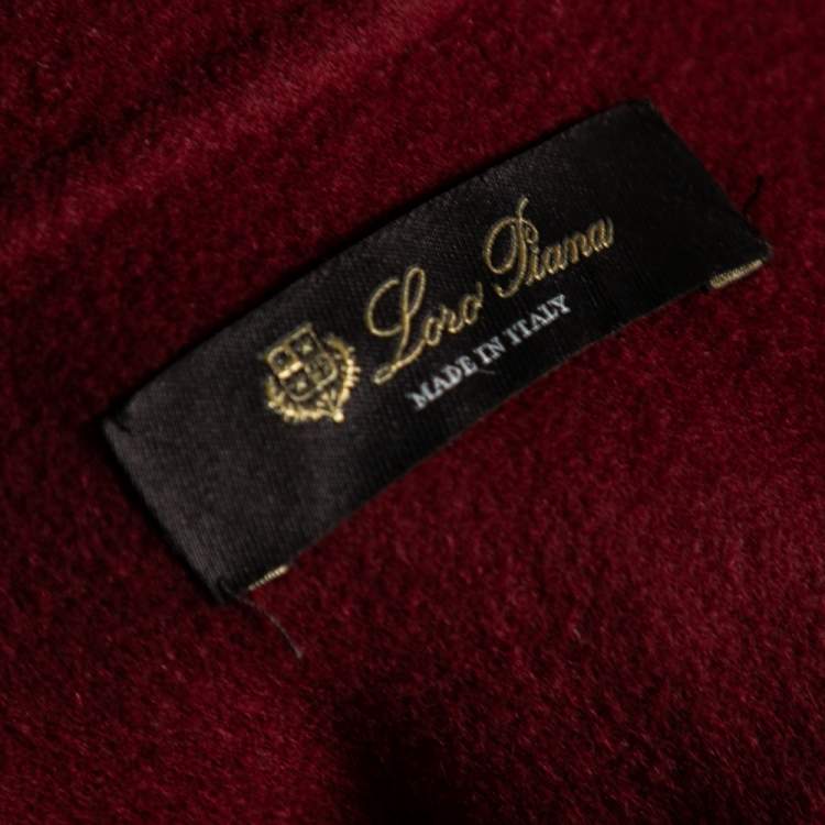 Pre Owned Loro Piana Red Cashmere & Silk Trim Detailed Dress S