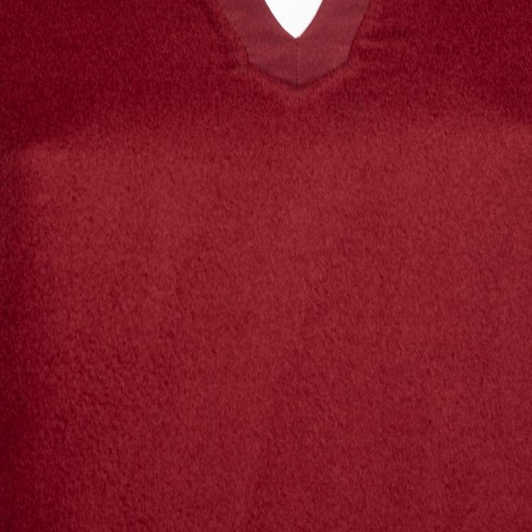 Pre Owned Loro Piana Red Cashmere & Silk Trim Detailed Dress S