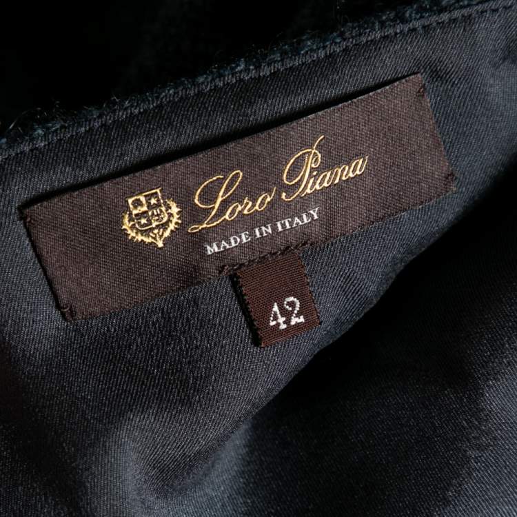 مملوكة مسبقًا Loro Piana Charcoal Grey Cashmere Knit Short Sleeve Dress M