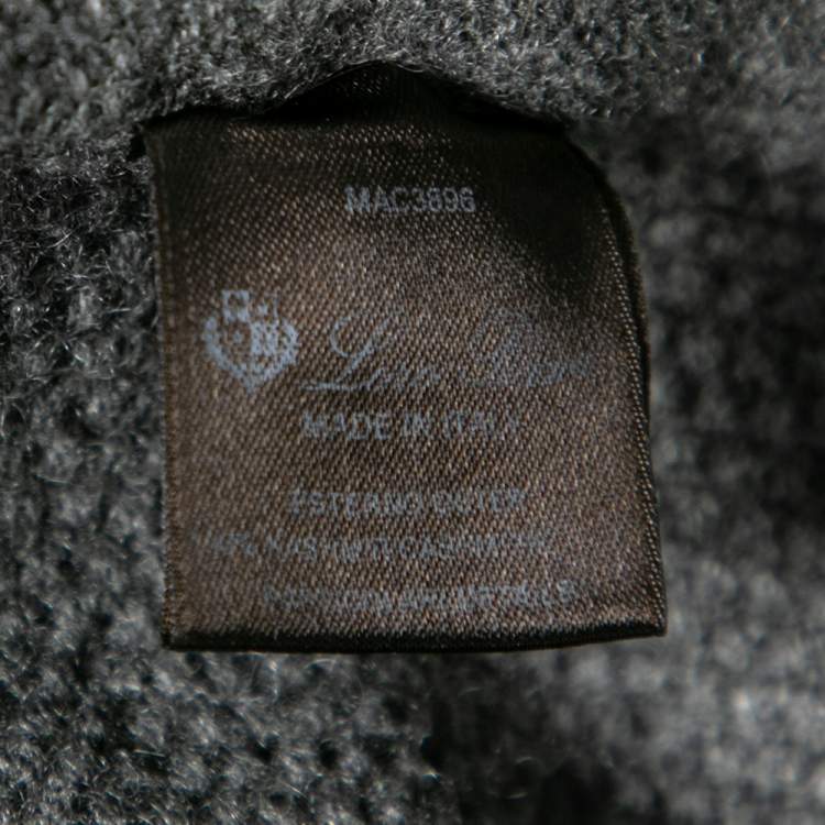 Pre Owned Loro Piana Grey Cashmere Turtleneck Short Sleeve Dress M