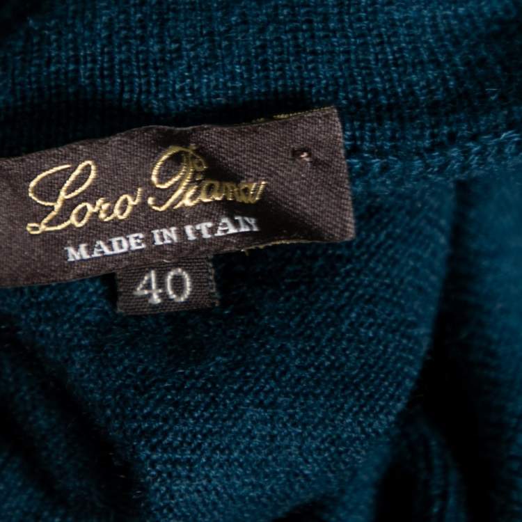 Pre Owned Loro Piana Teal Blue Cashmere Turtleneck Long Sleeve Top S