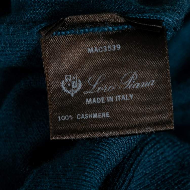 Pre Owned Loro Piana Teal Blue Cashmere Turtleneck Long Sleeve Top S