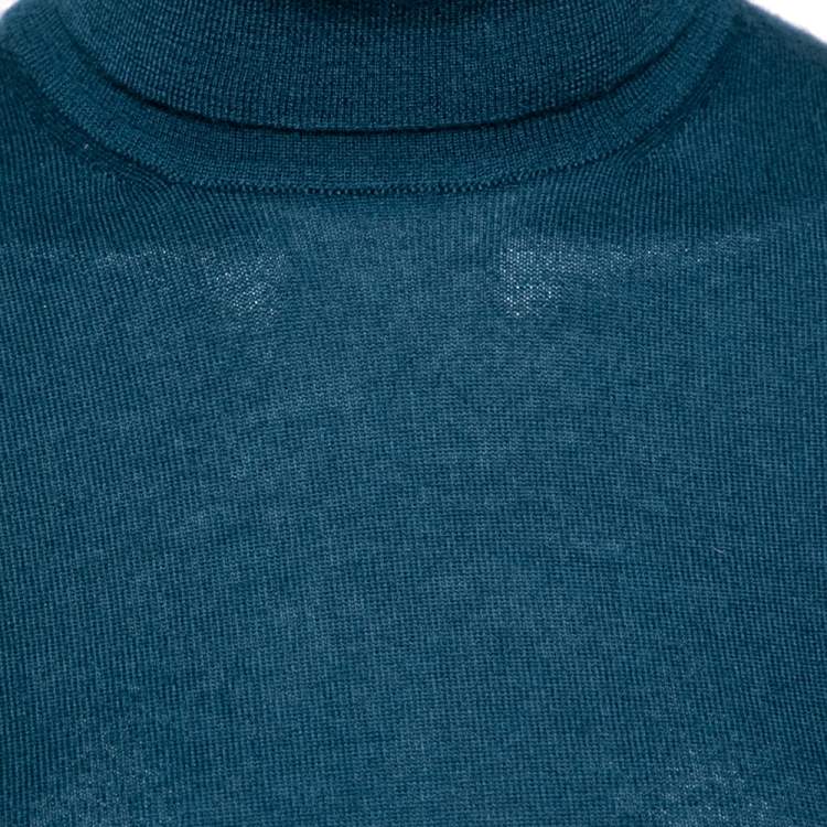 Pre Owned Loro Piana Teal Blue Cashmere Turtleneck Long Sleeve Top S