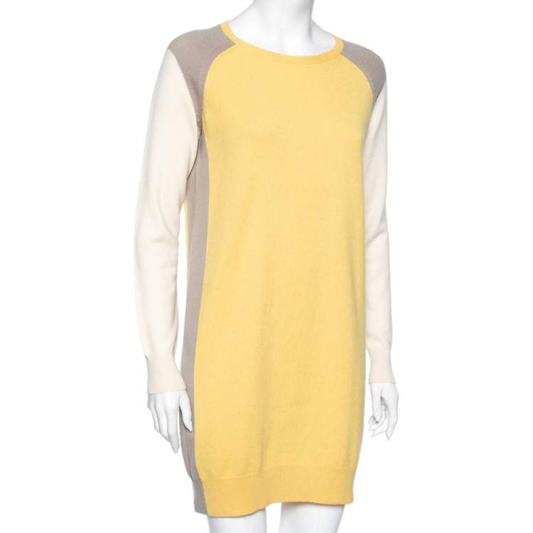 Pre Owned Loro Piana Multicolor Cashmere Long Sleeves Midi Dress M