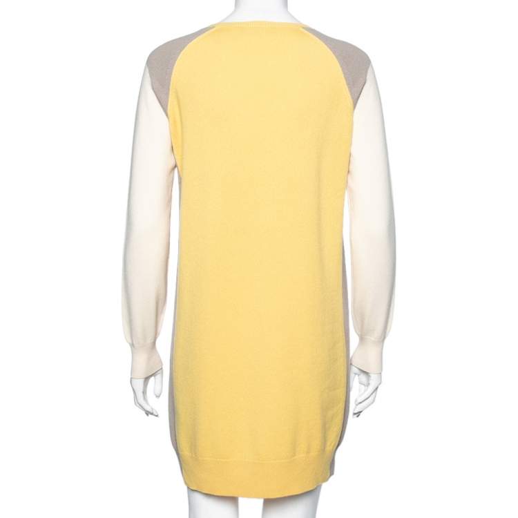 Pre Owned Loro Piana Multicolor Cashmere Long Sleeves Midi Dress M