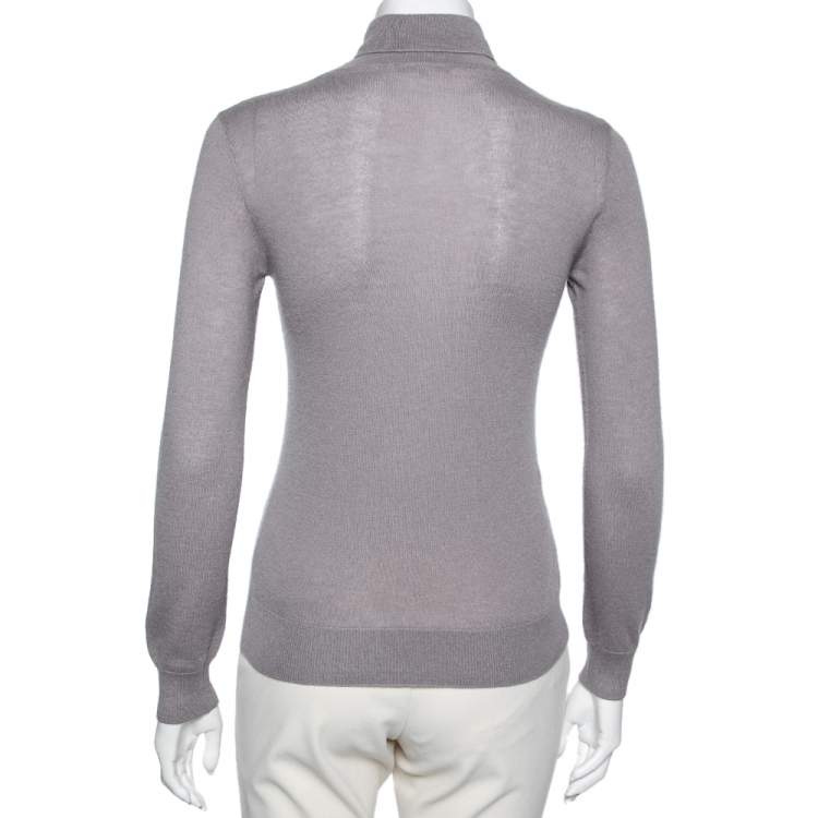 Pre Owned Loro Piana Grey Cashmere Knit Turtleneck Jumper M
