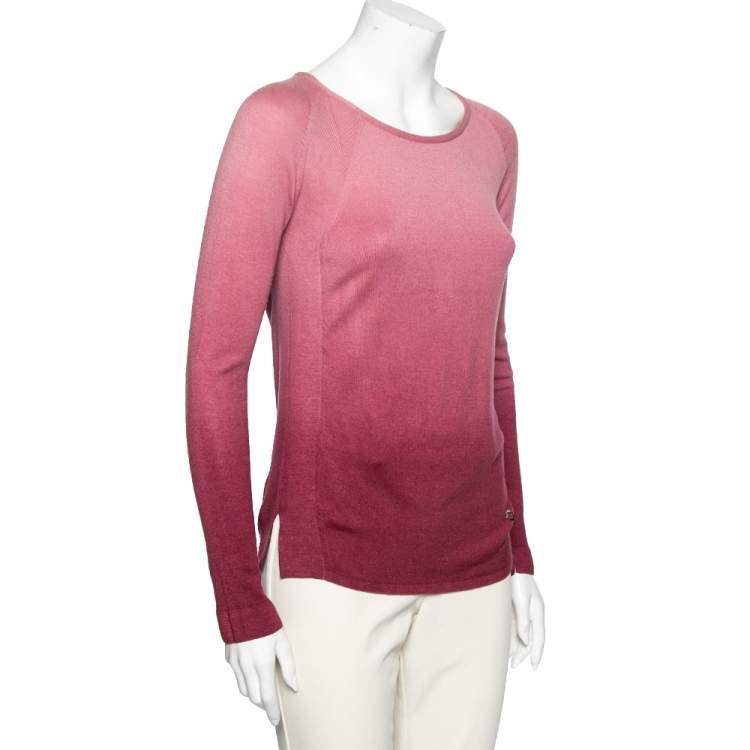 Pre Owned Loro Piana Pink Ombré Cashmere Round Neck Sweater S