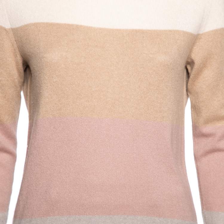 Pre Owned Loro Piana Color Block Striped Cashmere Sweater M