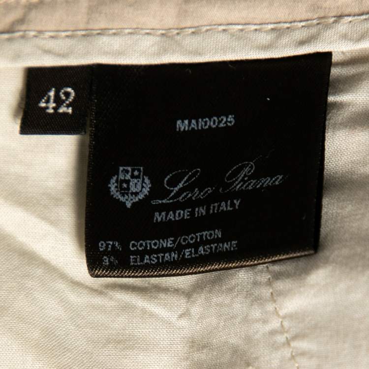 Pre Owned Loro Piana Beige Cotton Straight Pants M