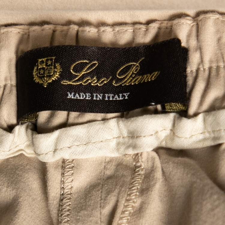 Pre Owned Loro Piana Beige Cotton Straight Pants M