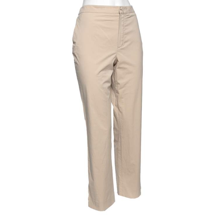 Pre Owned Loro Piana Beige Cotton Straight Pants M