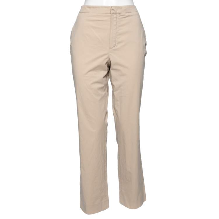 Pre Owned Loro Piana Beige Cotton Straight Pants M