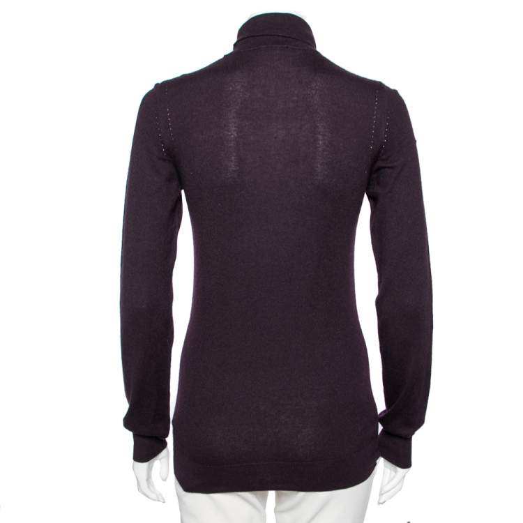 Pre Owned Loro Piana Purple Cashmere Turtle Neck Sweater M
