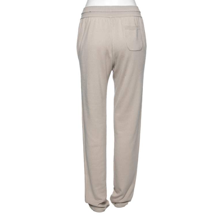 Pre Owned Loro Piana Beige Cashmere Drawstring Joggers M