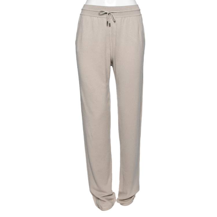 Pre Owned Loro Piana Beige Cashmere Drawstring Joggers M
