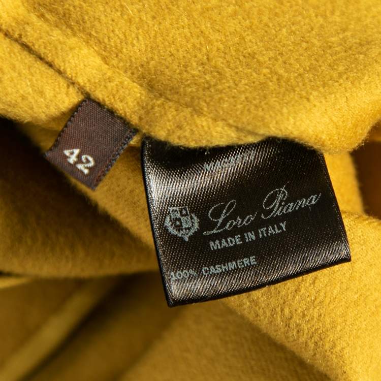 Pre Owned Loro Piana Mustard Yellow Cashmere Long Sleeve Dress M