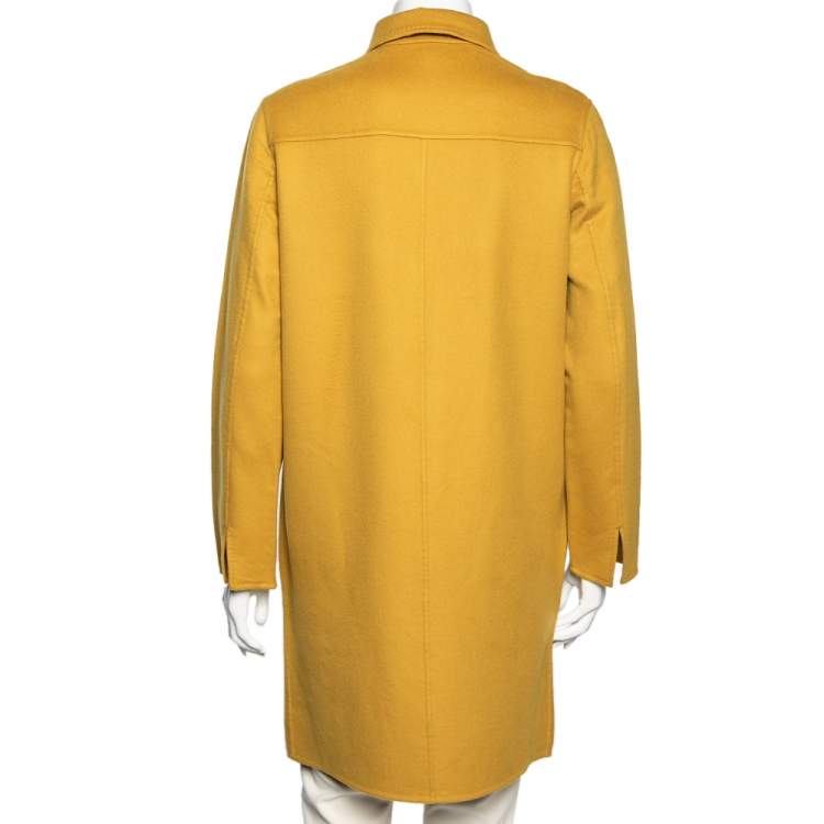 Pre Owned Loro Piana Mustard Yellow Cashmere Long Sleeve Dress M