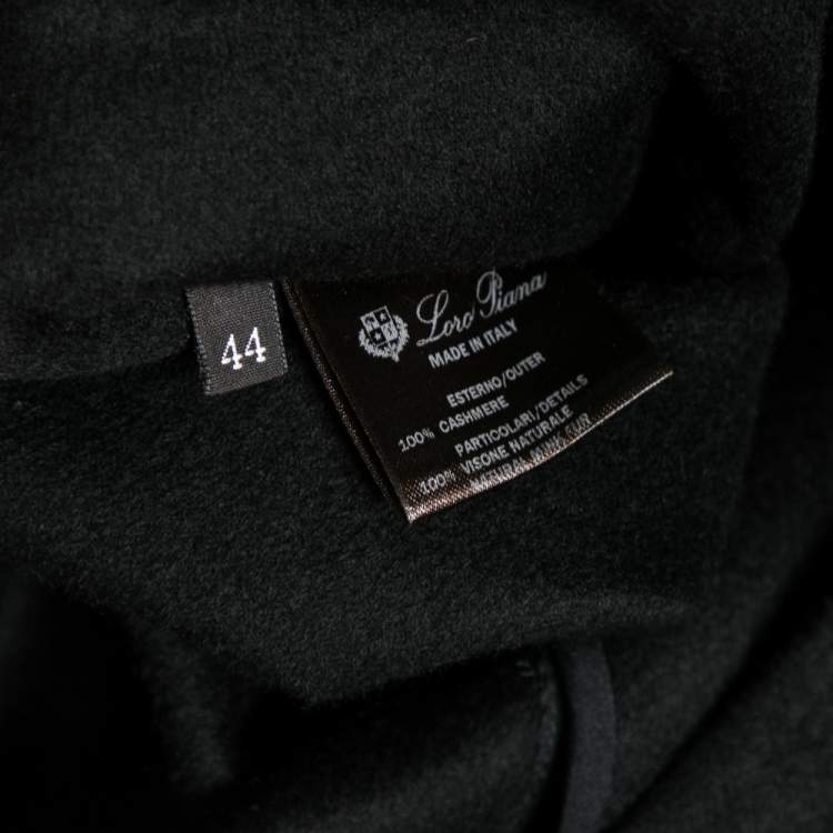 Pre Owned Loro Piana Black Cashmere & Brown Mink Fur Trimmed Dress M