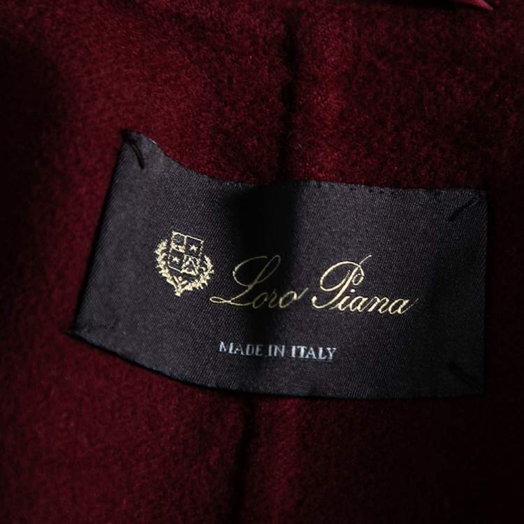 Pre Owned Loro Piana Maroon Cashmere & Suede Belted Coat M