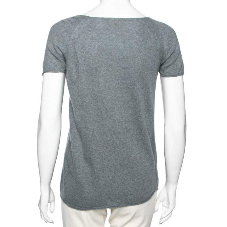 Pre Owned Loro Piana Grey Cashmere Short Sleeve T-Shirt S