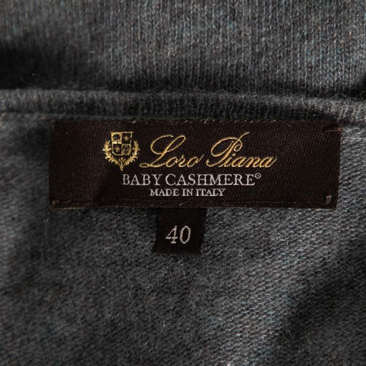 Pre Owned Loro Piana Grey Cashmere Short Sleeve T-Shirt S