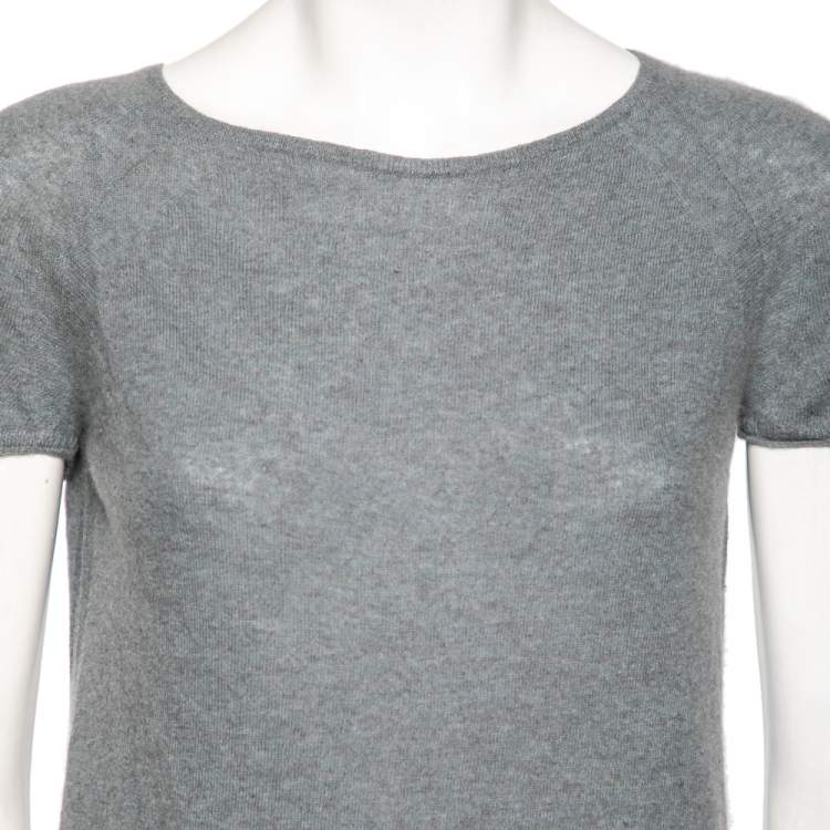 Pre Owned Loro Piana Grey Cashmere Short Sleeve T-Shirt S