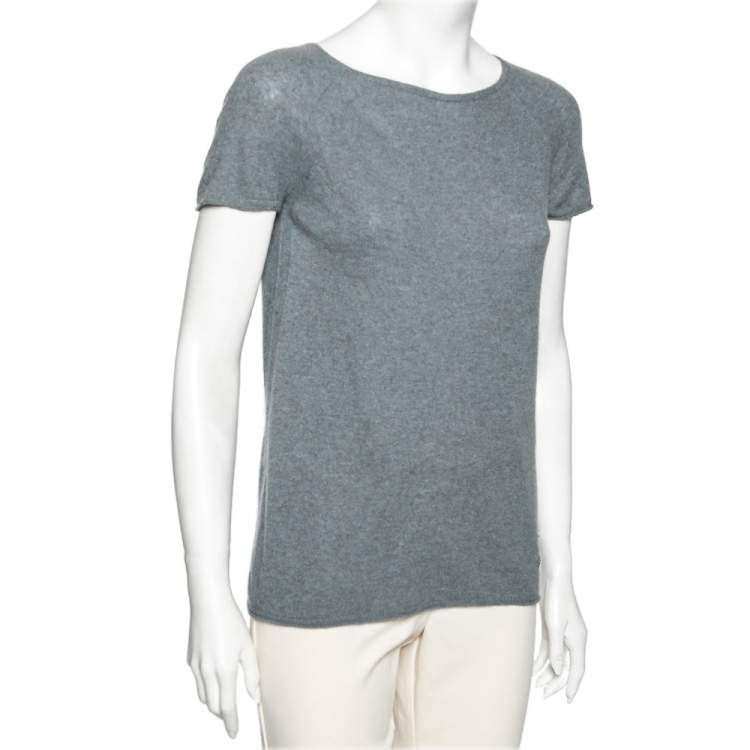 Pre Owned Loro Piana Grey Cashmere Short Sleeve T-Shirt S